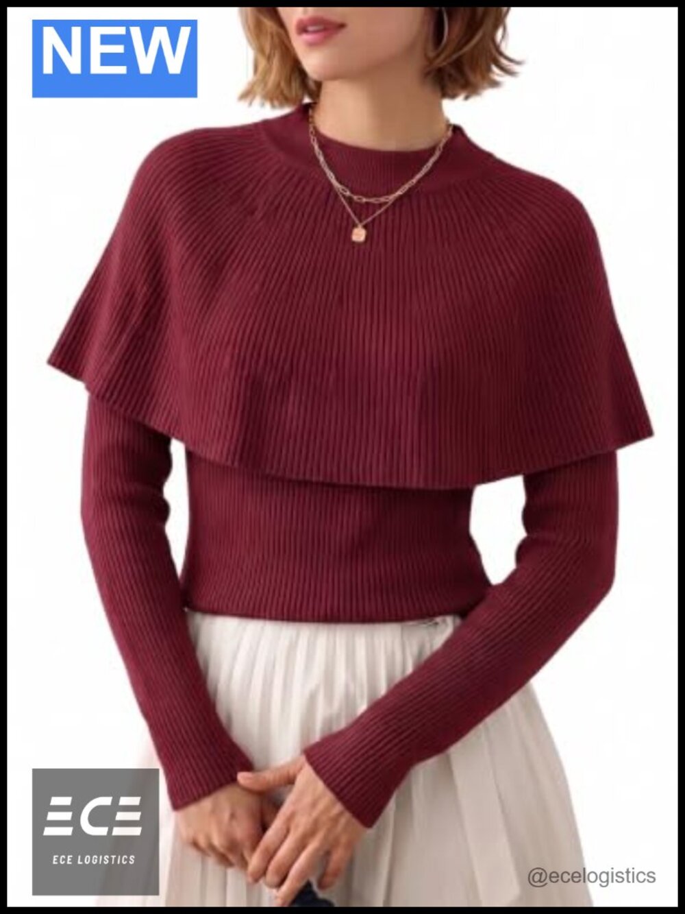 Poncho Sweater Set Women Lightweight Pullover Knit Cape Top